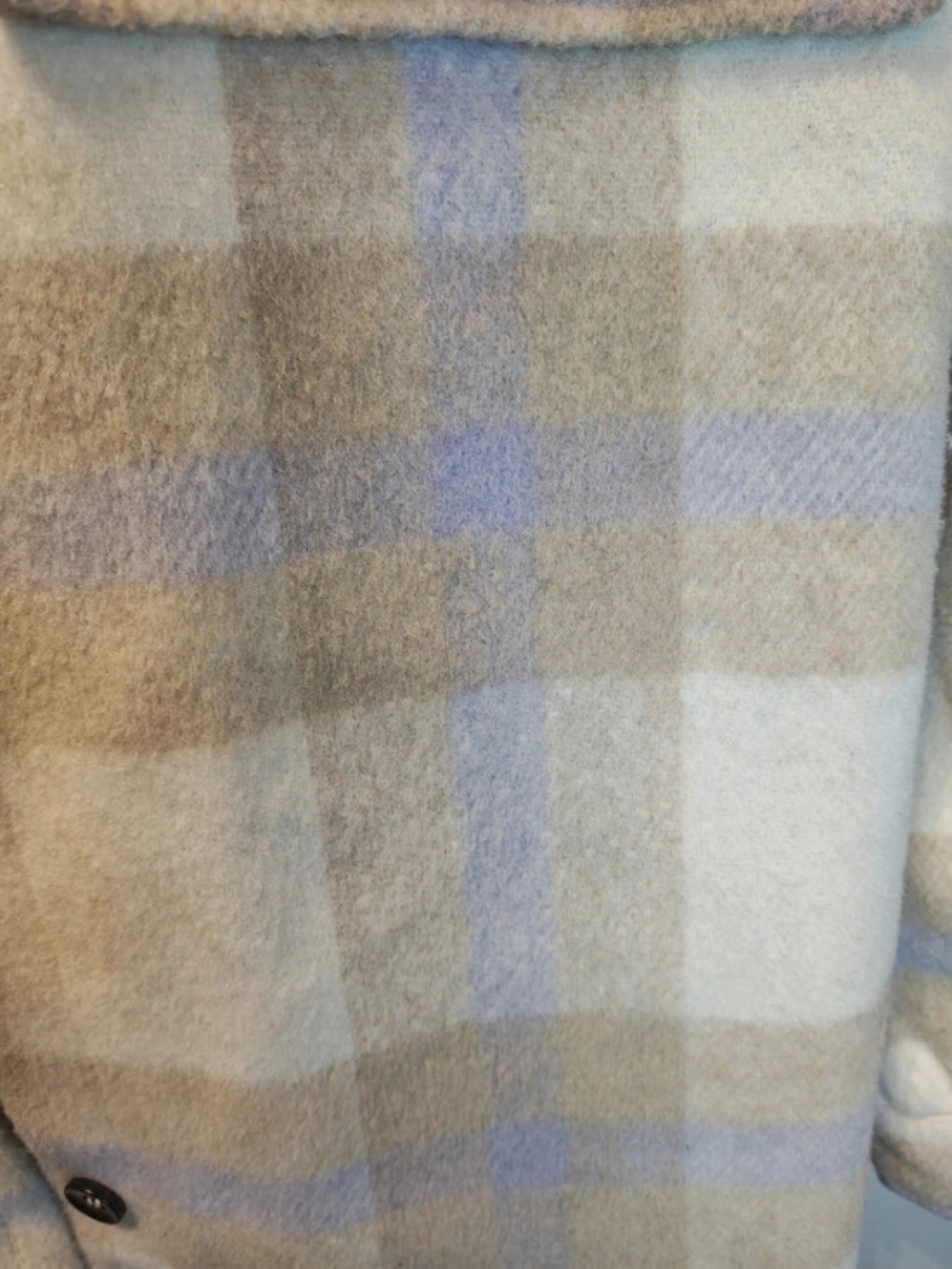 FORE Plaid Wool Blend Shacket Jacket Beige Blue Size M - Picture 2 of 8